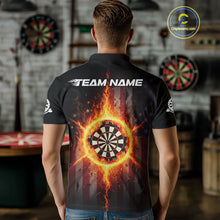 Load image into Gallery viewer, US Flag Fire Flame Cracked Dartboard Custom Men Darts Polo Shirt Patriotic Dart Jerseys NYN1860