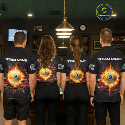 8 Ball Pool 9 Ball Men Billiard Polo & 1/4-Zip Shirt Custom Patriotic Billiard Team Jersey NYN2371