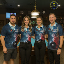 Load image into Gallery viewer, US Flag Smoke 8 Ball Women Billiard Polo &amp; 1/4-Zip Shirt Custom Skull Pool Billiard Team Apparel NYN2383