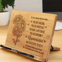 Load image into Gallery viewer, Inspirational Bamboo Book Stand Appreciation Gift, Thank You Gifts, Motivational Reading Stand