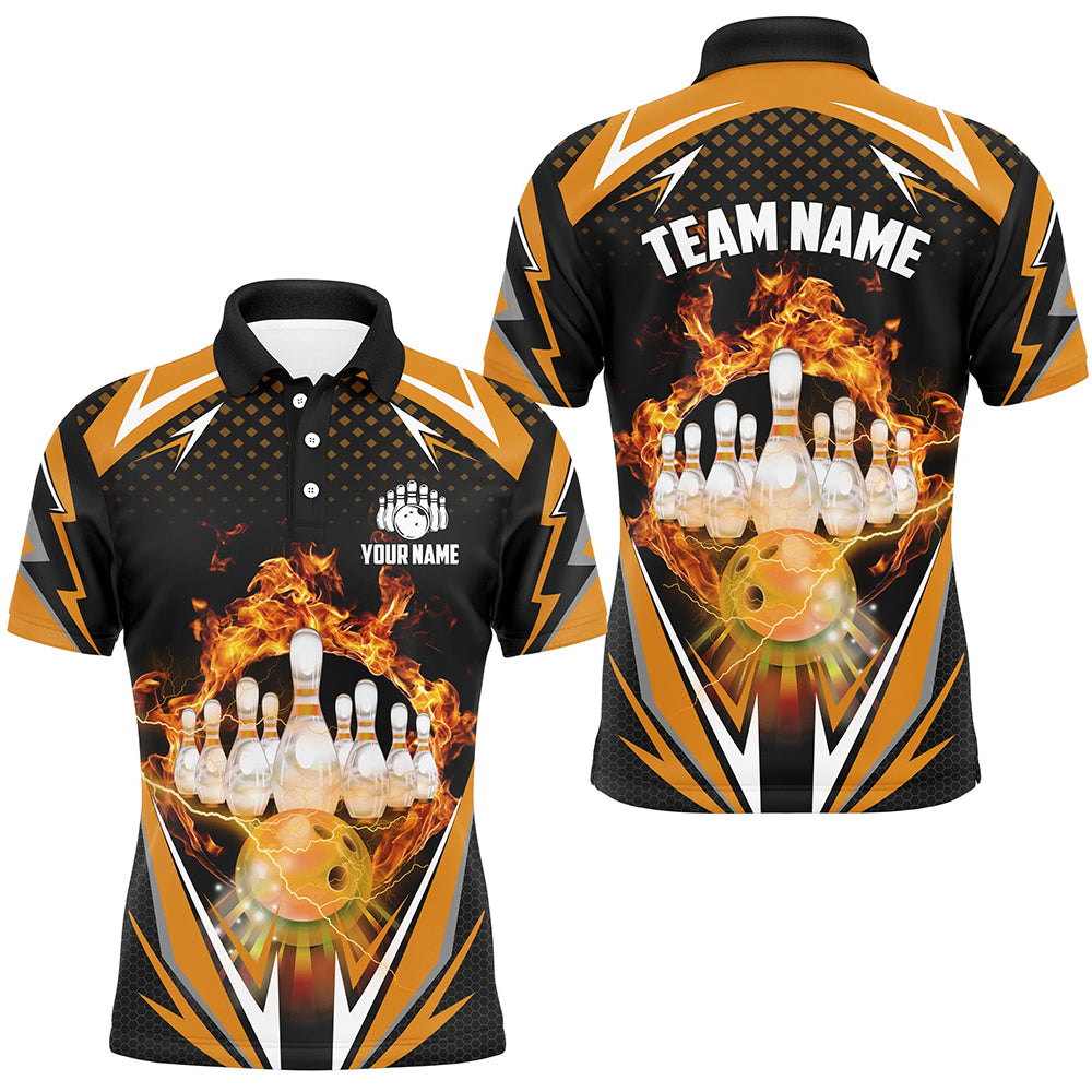 Orange Bowling Shirt Camo Bowling Shirt Customized Flame Bowling Jersey Unisex Polo Shirt for Men QZT259