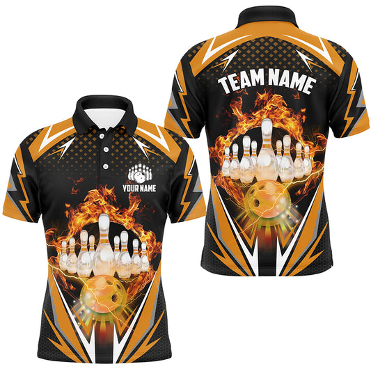Orange Bowling Shirt Camo Bowling Shirt Customized Flame Bowling Jersey Unisex Polo Shirt for Men QZT259