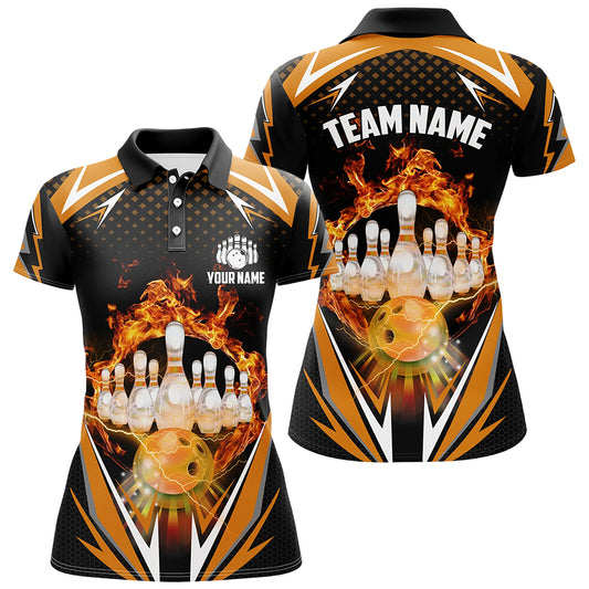Orange Bowling Shirt Camo Bowling Shirt Customized Flame Bowling Jersey Unisex Polo Shirt for Women QZT259