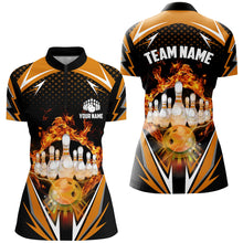 Load image into Gallery viewer, Orange Bowling Shirt Camo Bowling Shirt Customized Flame Bowling Jersey Unisex 1/4 Zip Shirt for Women QZT259