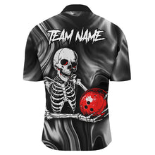 Load image into Gallery viewer, Personalized Bowling Shirt Men Skull Bowling Team Jersey Quarter-Zip Shirt for Bowler QZT418