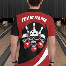 Load image into Gallery viewer, Custom Red Skull Bowling Shirt Polo Bowling Jersey for Men Women Bowling Outfit QZT671