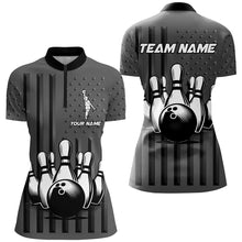 Load image into Gallery viewer, Personalized Bowling Shirt for Women Camo Bowling Jersey 1/4 Zip Shirt Unisex QZT276