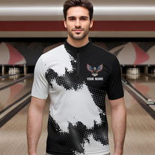 Load image into Gallery viewer, Custom Bowling Shirt Eagle Bowling Team Jersey Men Quarter Zip Shirt for Bowlers QZT296