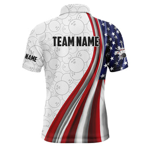 American Flag Bowling Shirt Bowling Team League Polo Bowling Shirt for Men QZT257