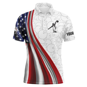 American Flag Bowling Shirt Bowling Team League Polo Bowling Shirt for Men QZT257