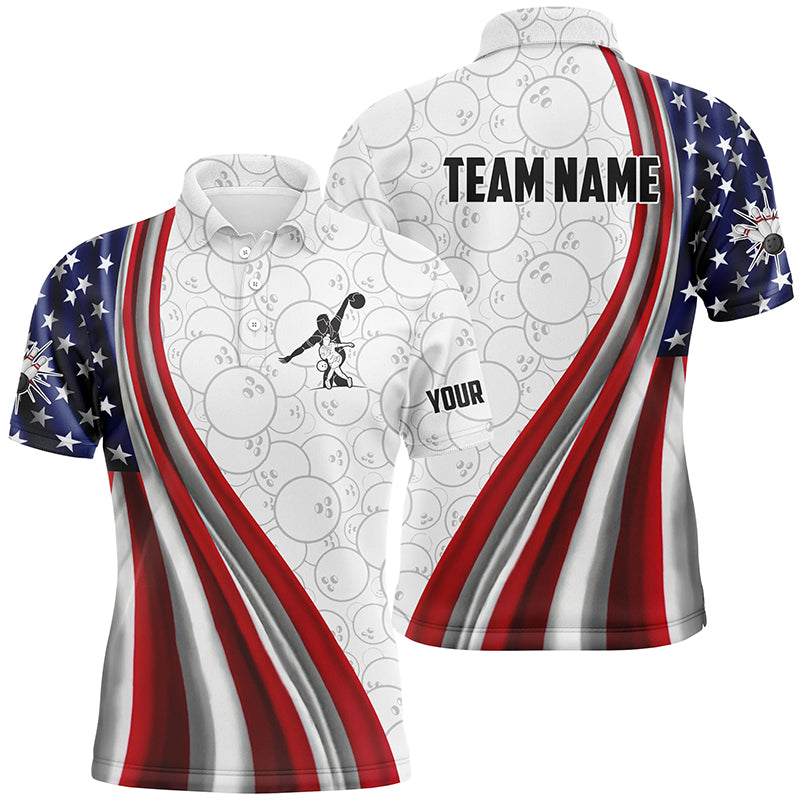 American Flag Bowling Shirt Bowling Team League Polo Bowling Shirt for Men QZT257