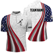 Load image into Gallery viewer, American Flag Bowling Shirt Bowling Team League Quarter Zip Bowling Shirt for Men QZT257