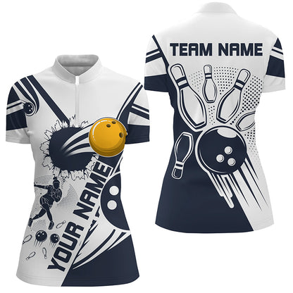 Personalized Bowling Shirt for Women Bowling Team League 1/4 Zip Shirt for Women QZT408