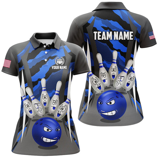 Custom Camo Bowling Shirt Women Bowling Team Jersey Polo Short Sleeves QZT457