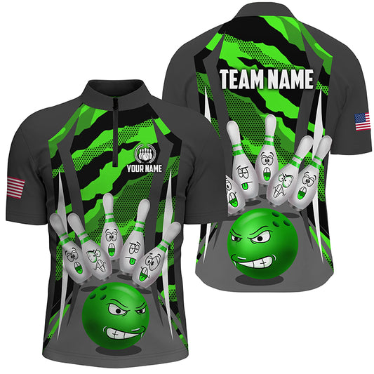 Custom Camo Bowling Shirt Men Bowling Team Jersey 1/4 Zip Muticolor QZT457