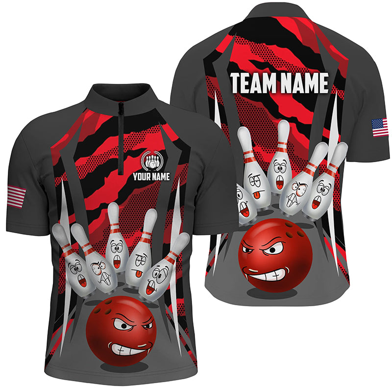 Custom Camo Bowling Shirt Men Bowling Team Jersey 1/4 Zip Muticolor QZT457