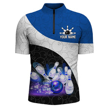 Load image into Gallery viewer, Personalized Bowling Shirt Custom Bowling Team League Bowling Jersey Men Quarter-Zip Shirt QZT260