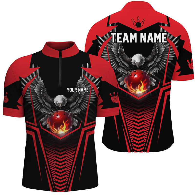 Custom Eagle Bowling Shirts 1/4 Zip Bowling Team League for Men QZT434