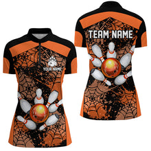 Load image into Gallery viewer, Orange Bowling Shirt for Women Spider Bowling Shirt Customized Polo Shirt Unisex QZT288