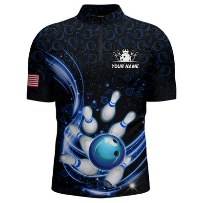 Personalized Camo Bowling Shirt for Men Custom Bowling Jersey Bowling Team League Quarter-Zip QZT251