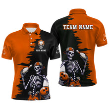 Load image into Gallery viewer, Personalized Skeleton Bowling Shirt for Men Skull Bowling Jersey Polo Bowling Shirt QZT407