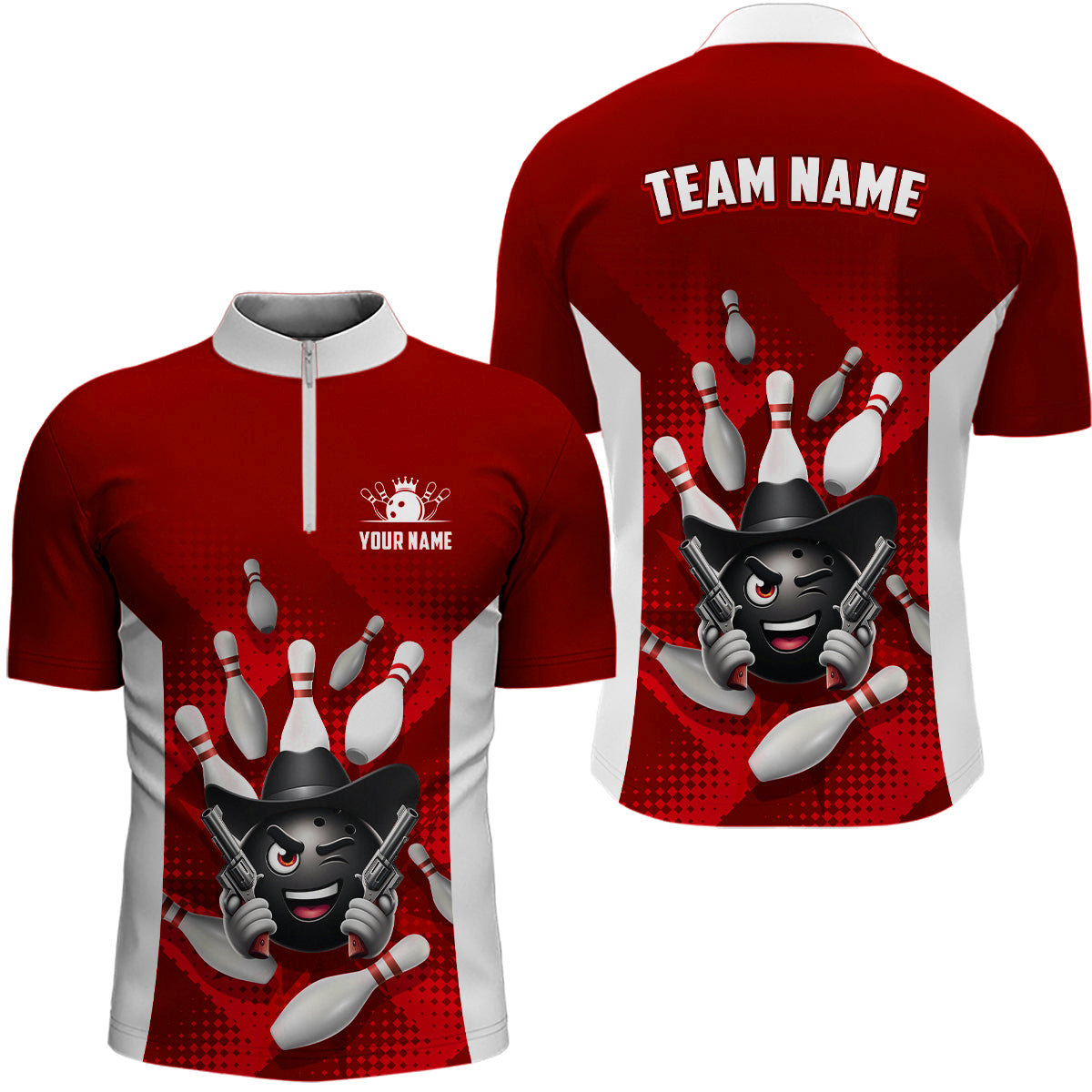 Personalized Funny Bowling Shirt Bowling Jersey for Men Quarter-Zip  Bowling Team League QZT409