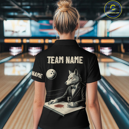 Personalized Black Wolf Bowling Jersey for Women Bowling Team Shirt Polo & 1/4-Zip Bowling Unisex QZT702