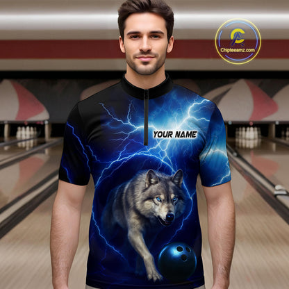 Custom Bowling Shirts for Men Thunder Bowling Jerseys Bowling Team League Polo & Quarter-Zip QZT704