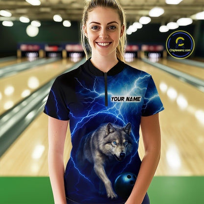 Custom Bowling Shirts for Women Thunder Bowling Jerseys Bowling Team League Polo & Quarter-Zip QZT704