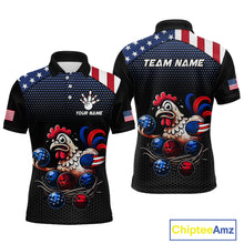 Load image into Gallery viewer, Custom American Flag Funny Chicken Bowling Team Jersey for Men Polo Bowling Shirt Unisex QZT710