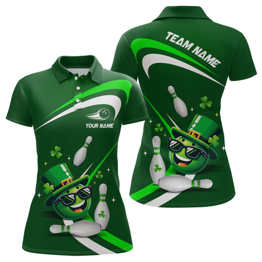 Custom Green St Patrick Day Bowling Shirt Lucky Funny Polo Bowling Jersey QZT623