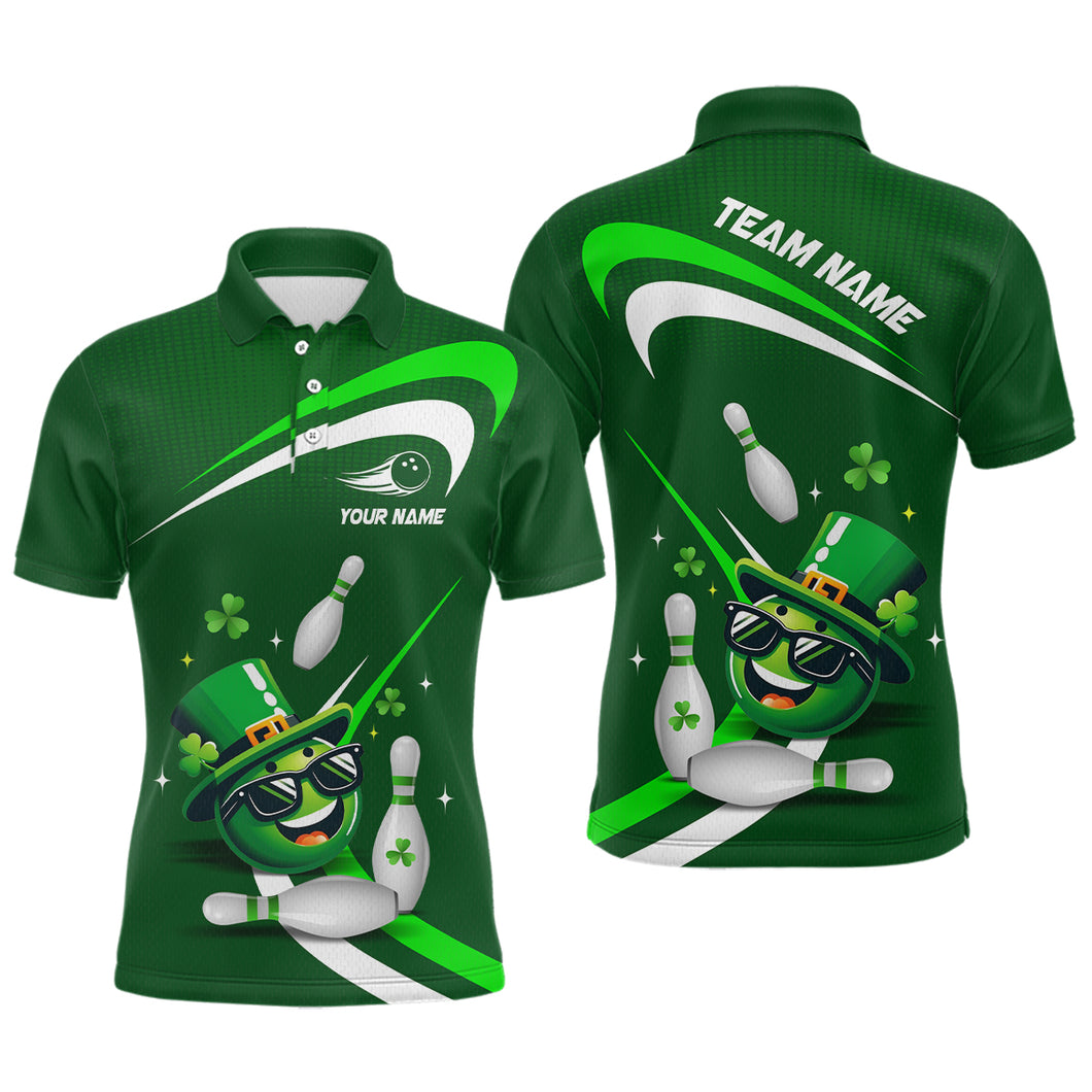 Custom Green St Patrick Day Bowling Shirt Lucky Funny Polo Bowling Jersey QZT623