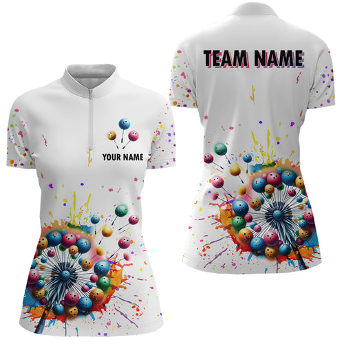 Custom Dandelion Bowling Shirts Women Sympathy Bowling Jersey Quarter Zip Bowling QZT465