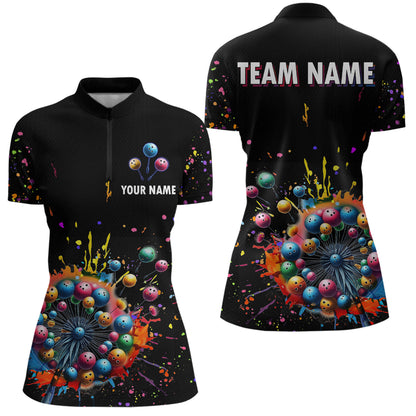 Custom Colorful Dandelion Bowling Shirt Bowling Team Jersey Quarter-Zip Bowling Performance QZT672