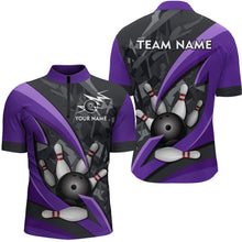 Load image into Gallery viewer, Custom 3D Bowling Team Shirts Multicolor Bowling Jersey for Men Quarter Zip QZT505