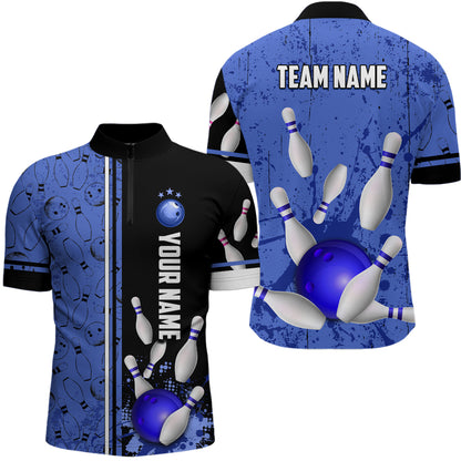 Custom Men Bowling Team Shirts Quarter Zip Bowling Jersey League Muticolor QZT474
