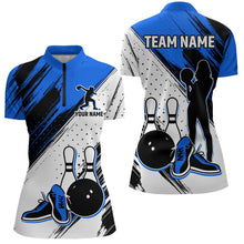 Load image into Gallery viewer, Personalized Women Quarter Zip Bowling Shirts Camo Bowling Team Jersey Multicolor QZT477