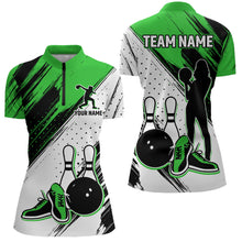Load image into Gallery viewer, Personalized Women Quarter Zip Bowling Shirts Camo Bowling Team Jersey Multicolor QZT477