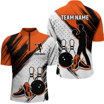 Personalized Men Quarter Zip Bowling Shirts Camo Bowling Team Jersey Multicolor QZT477