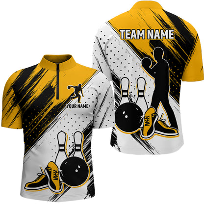 Personalized Men Quarter Zip Bowling Shirts Camo Bowling Team Jersey Multicolor QZT477