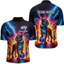 Load image into Gallery viewer, Custom Tiger Bowling Jersey Thunder Bowling Team Shirt Quarter-Zip Bowling for Men Women QZT637