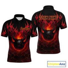 Load image into Gallery viewer, Red Flame Demon Bowling Ball Shirt for Men Custom Bowling Team Jersey QZT758