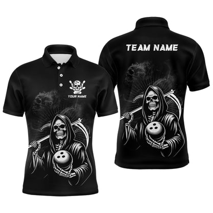 Custom Bowling Shirt Skull Bowling Polo Shirt for Men Bowling Team League QZT299