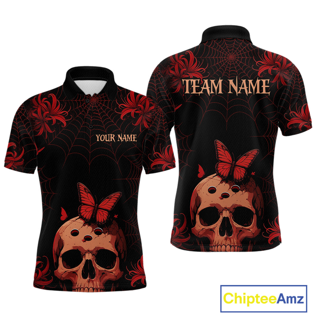 Skull Halloween Team Shirt Custom Horror Bowling Jersey for Men Bowling League Bowling Outfit QZT734