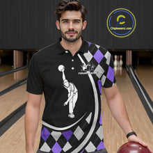 Load image into Gallery viewer, Purple Argyle Pattern Bowling Jersey for Men Custom Polo &amp; 1/4-Zip Bowling Team Shirt Bowling Gift QZT725