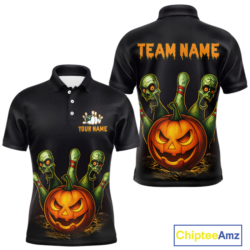 Custom Zombie Pumpkin Bowling Jersey for Men Halloween Bowling Team Shirt Bowling Gifts QZT730