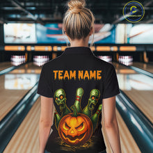 Load image into Gallery viewer, Custom Zombie Pumpkin Bowling Jersey for Women Halloween Bowling Team Shirt Bowling Gifts QZT730