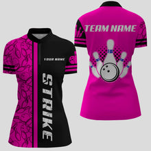 Load image into Gallery viewer, Custom Bowling Shirt for Women Bowling Jersey Bowling Team League Quarter-Zip Shirt QZT100