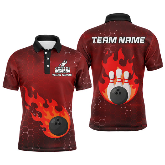 Flame Bowling Shirt for Men Custom Bowling Polo Jersey Bowling Team Shirt Bowlers Jersey QZT235