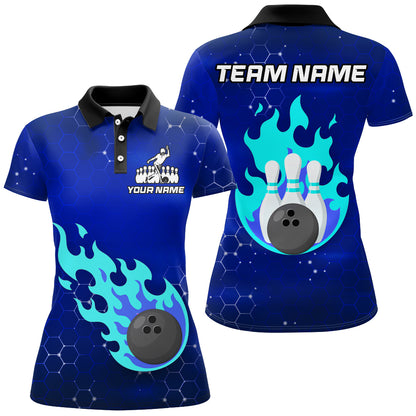 Flame Bowling Shirt for Women Custom Bowling Polo Jersey Bowling Team Shirt Bowlers Jersey QZT235